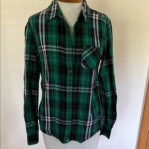 Arizona Jean Company Teal and Navy Plaid Shirt